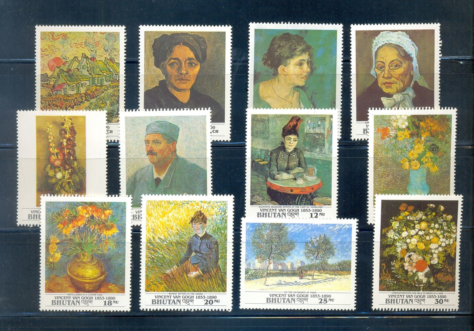 BHUTAN * SERIE 12v YEAR 1991 *  VINCENT VAN GOGH ART PAINTER PAINTINGS * MNH - Bhutan