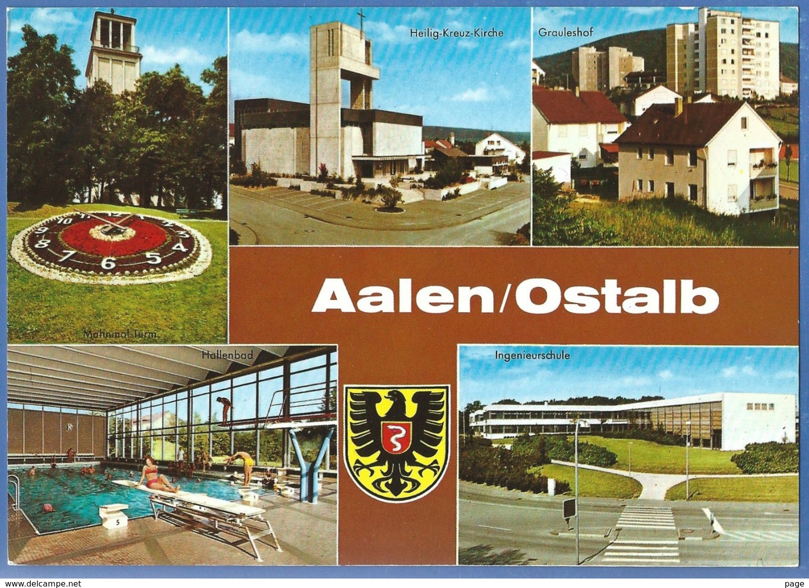 Aalen,Mehrbildkarte,1980,Grauleshof,Ingenieurschule,Heilig-Kreuz-Kirche,Hakllenbad,Mahnmal, - Aalen