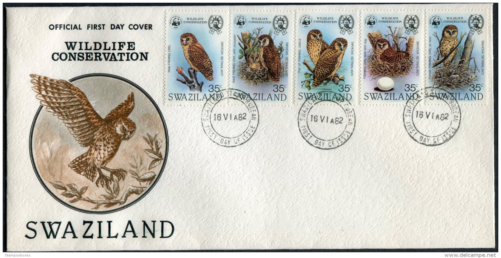 1982 Swaziland Wildlife Conservation Owls First Day Cover. FDC - Owls