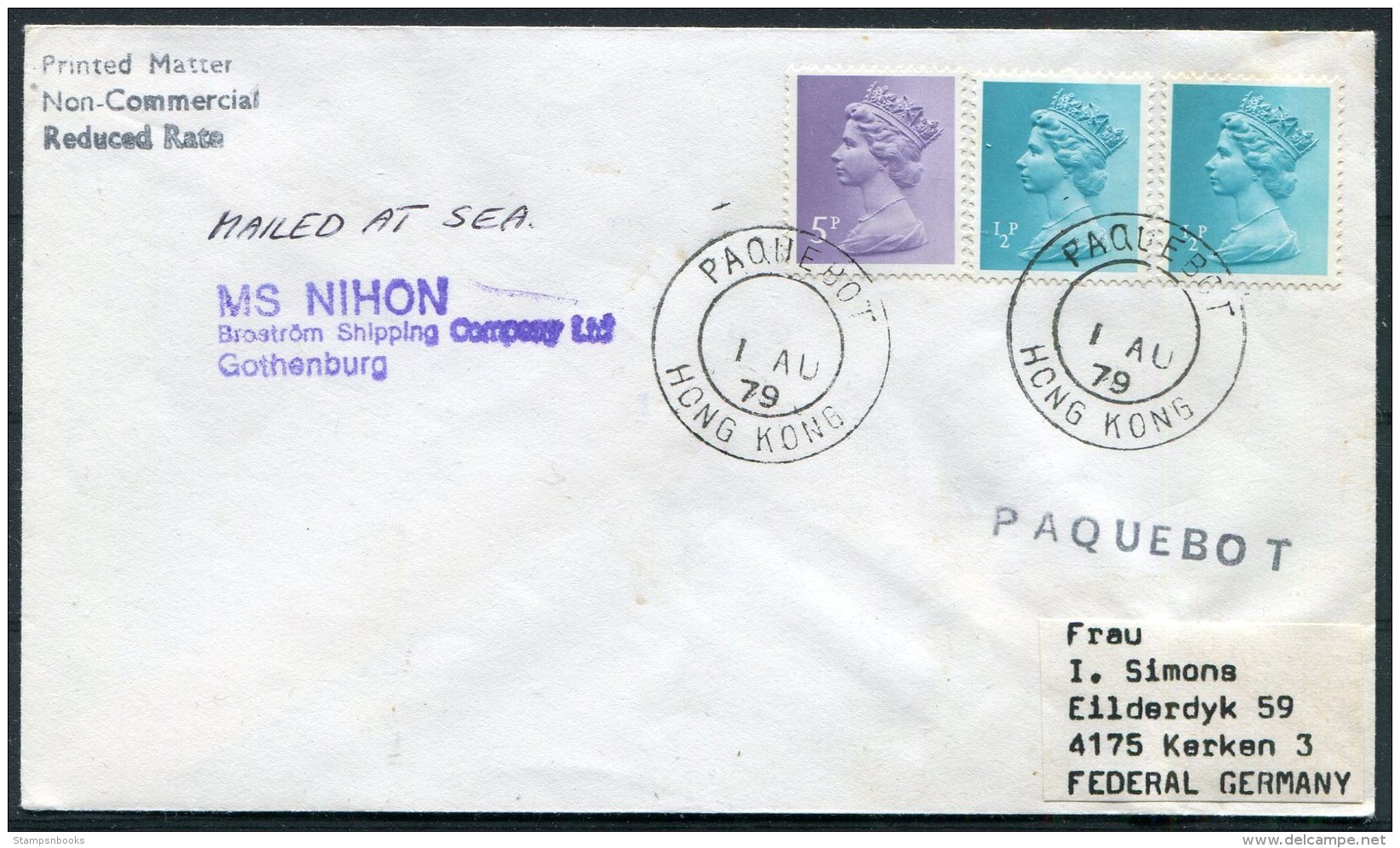 1979 Hong Kong MS NIHON Ship PAQUEBOT Cover - Storia Postale