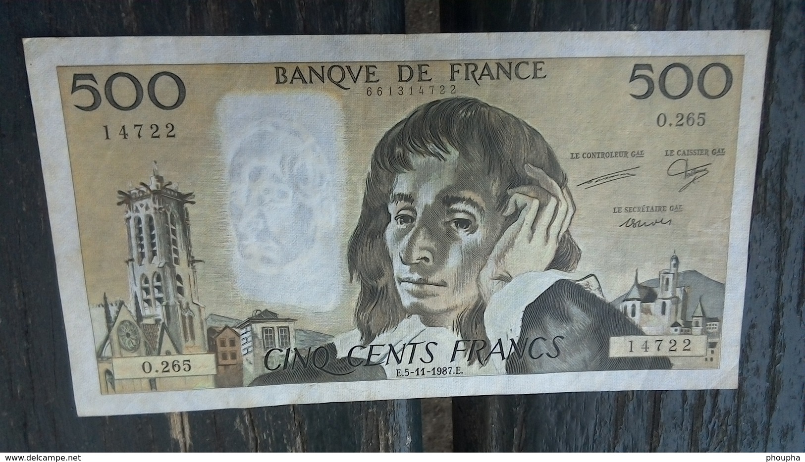 BILLET DE 500 FRANCS ( 5 NOVEMBRE 1987 ) - 500 F 1968-1993 ''Pascal''