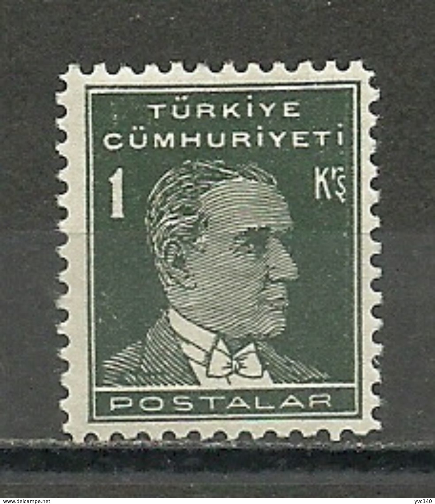 Turkey; 1931 1st Ataturk Issue Stamp 1 K. ERROR ("Postalar" Instead Of "Postalari") - Ungebraucht