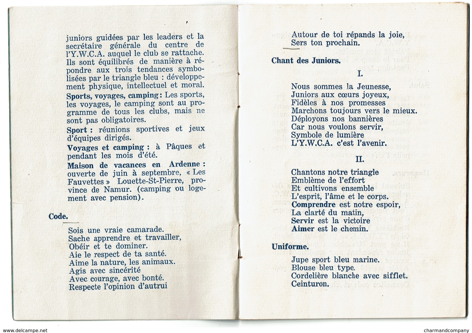 C1950 - Livret D'information Y.W.C.A. Juniors - Young Women's Christian Association - 20 Pages - 4 Scans - Autres & Non Classés