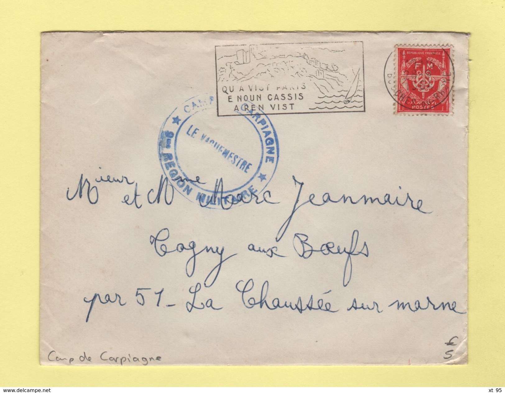 Camp De Carpiagne - Bouches Du Rhone - 28-9-1964 - Timbre FM - Military Postage Stamps