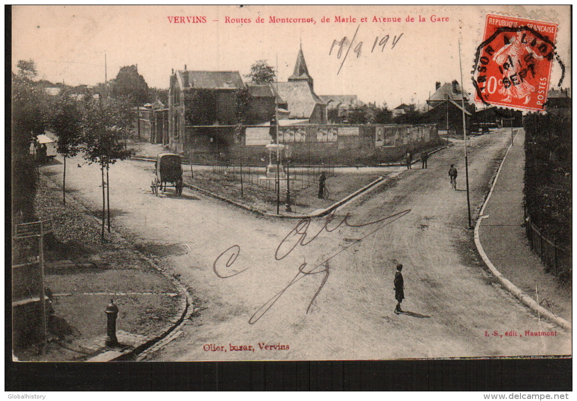 DD1722  FRANCE  VERVINS ROUTES DE MONTCORNET, DE MARIE ET AVE. DE LA GARE  POSTCARD - Vervins