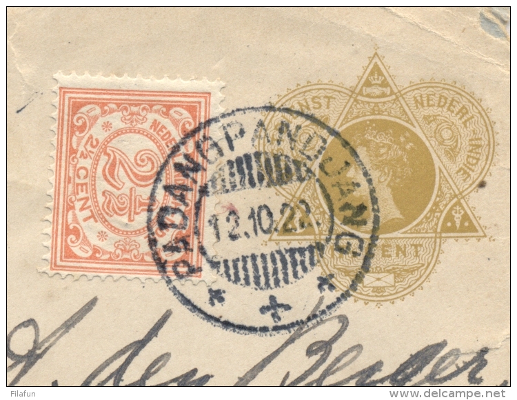 Nederlands Indië - 1922 - 17,5 Cent Wilhelmina, Envelop G34 + 2,5 Cent Cijfer Van KB PADANGPANDJANG Naar Den Haag / NL - Niederländisch-Indien