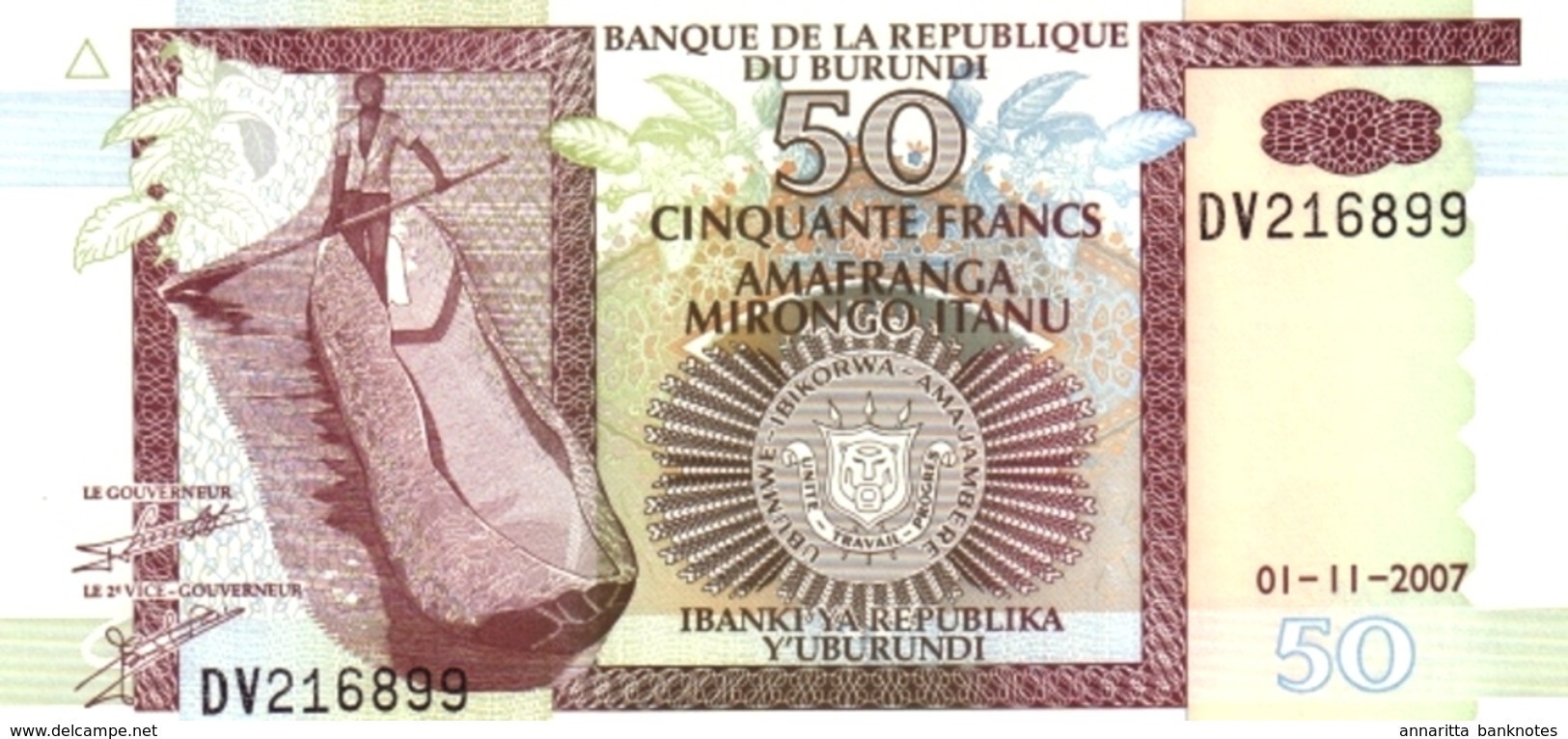 BURUNDI 50 FRANCS 2007 P-36g NEUF [BI222g] - Burundi