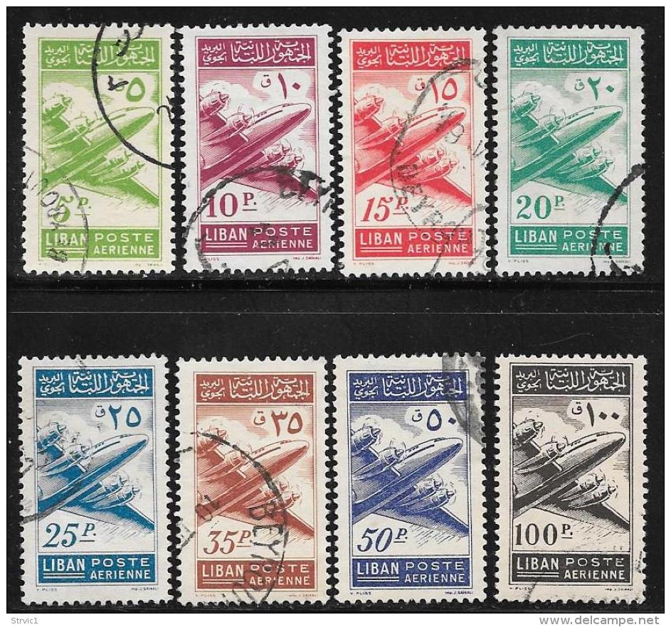 Lebanon, Scott # C175-182 Used Set Airplanes, 1953 - Liban