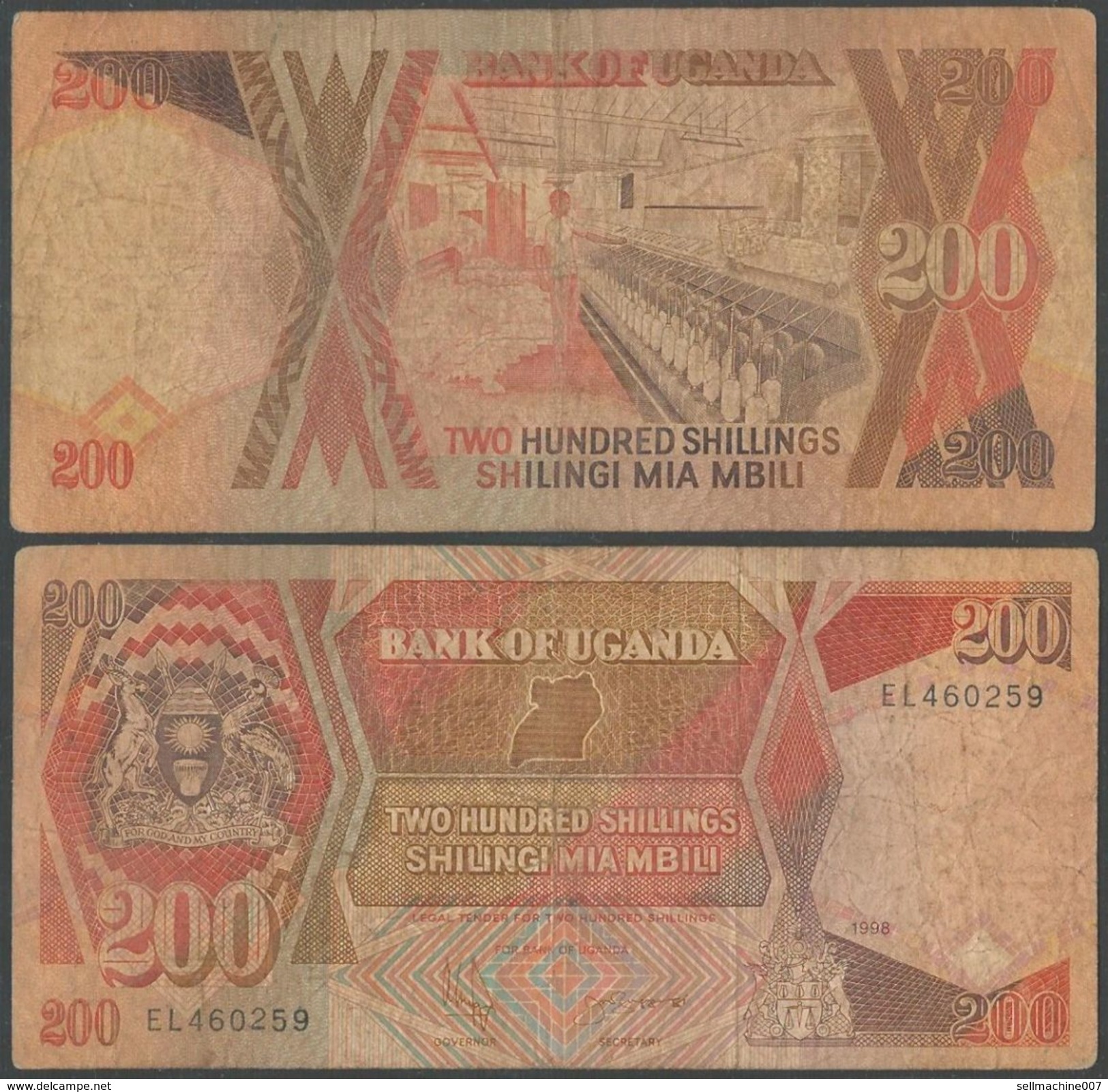 Bank Of Uganda 200 SHILLINGS (1987) Pick 32 - MIA MBILI BANK NOTE - BANKNOTE 1998 - Ouganda SHILLING - Uganda