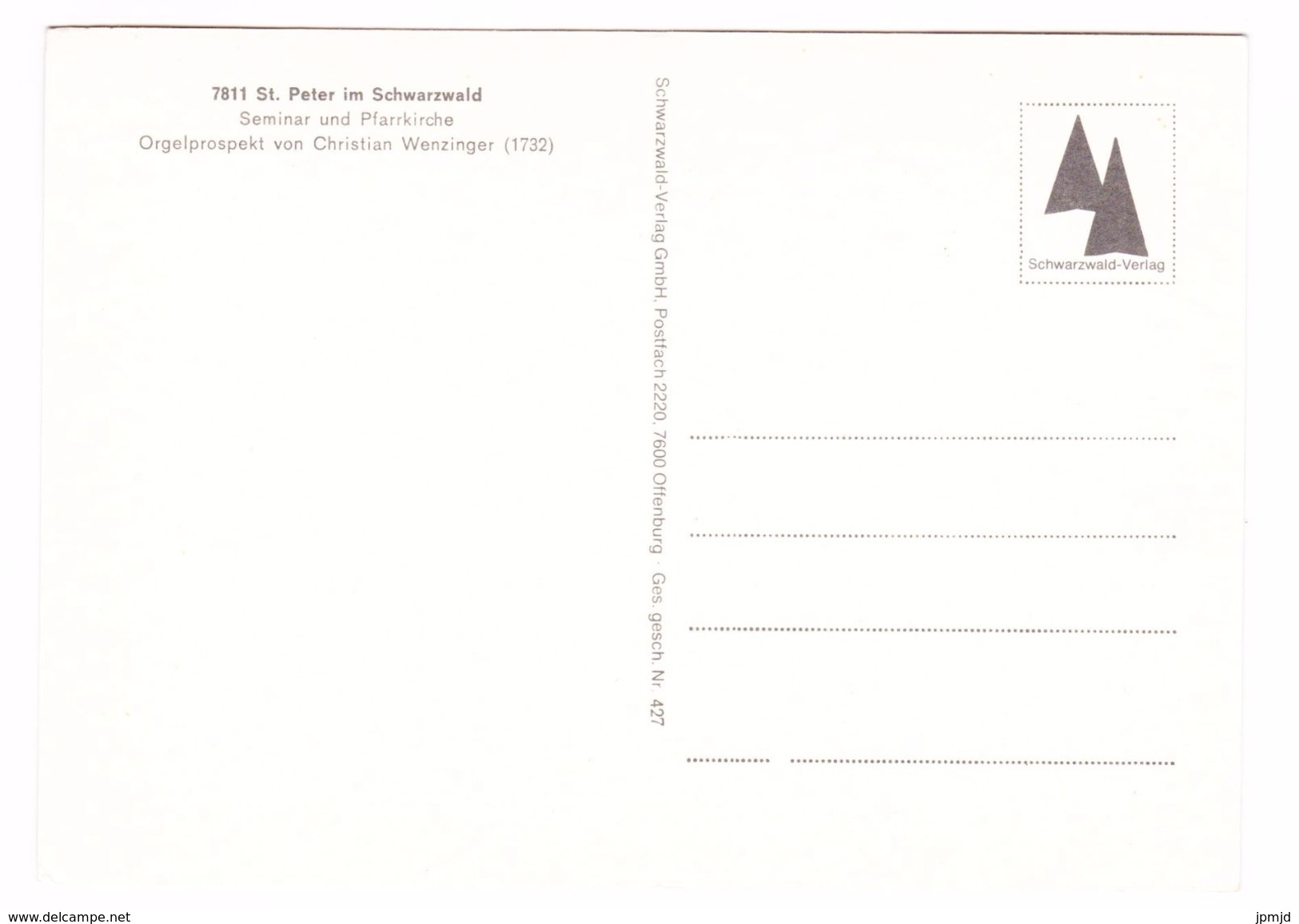 St. Peter Im Schwarzwald  - Seminar Und Pfarrkirche - Orgelprospekt Von Christian Wenzinger - Schwarzwald Verlag Nr 427 - St. Peter