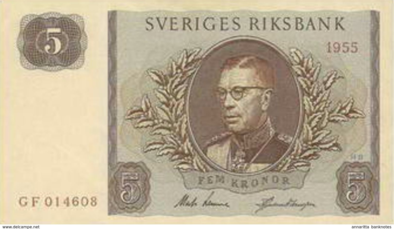 SWEDEN 5 KORONOR 1955 P-42b UNC-  [SE42b] - Suède