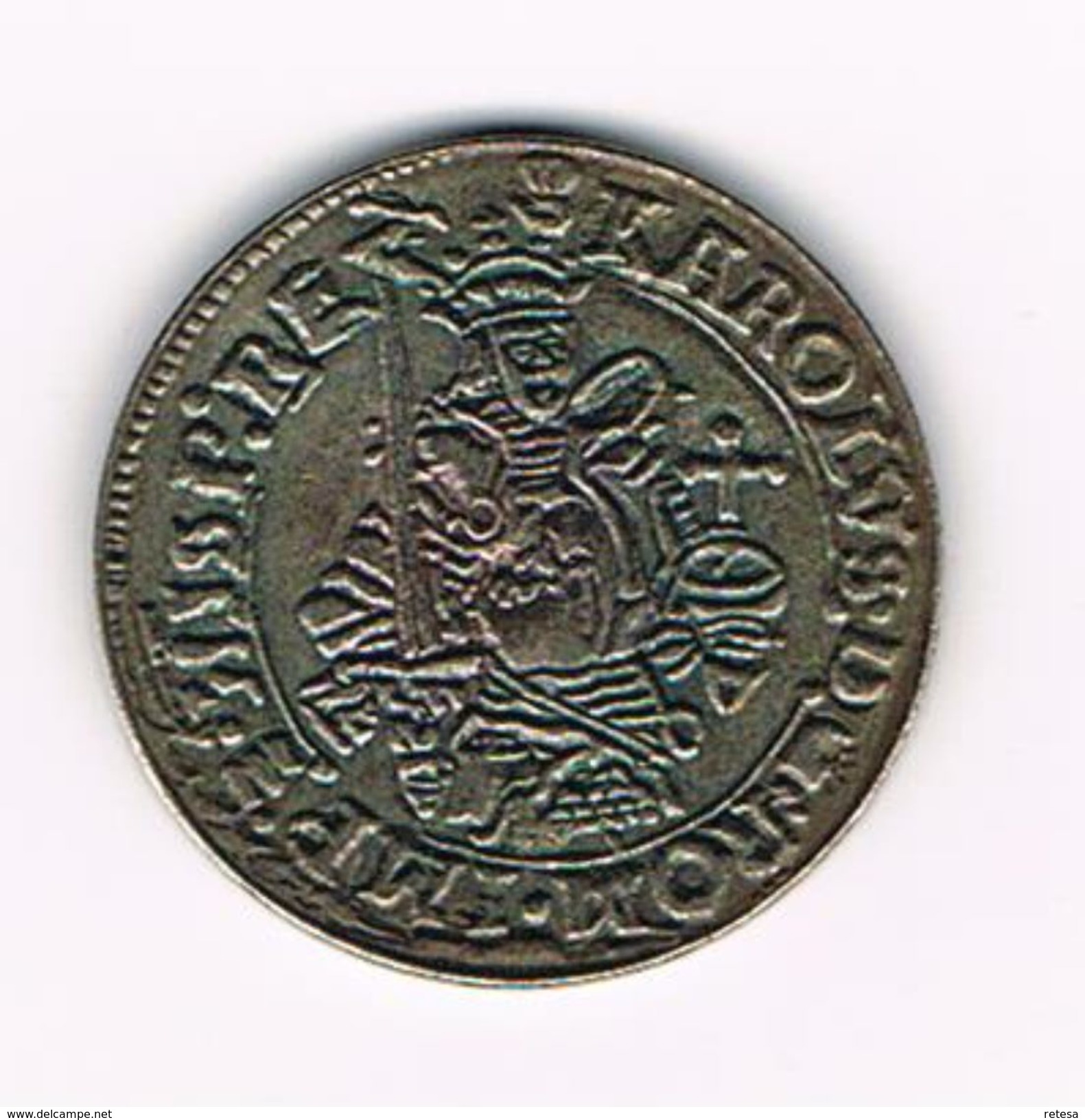 )  HERDENKINGSMUNT  REPLICA GOUDEN REAAL KAREL V KAROLUS 1542-56 - Souvenirmunten (elongated Coins)