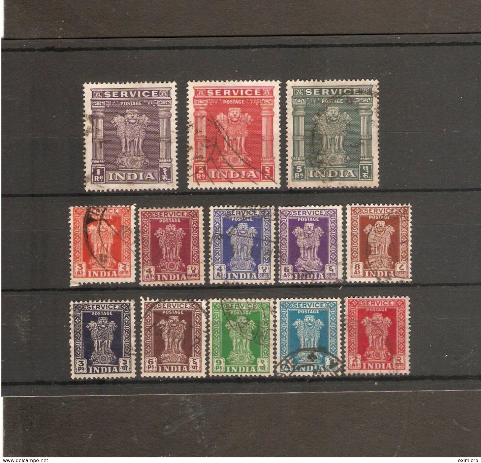 INDIA 1950 - 1951 OFFICIALS SET TO 5R SG O151/O163 FINE USED - Dienstzegels