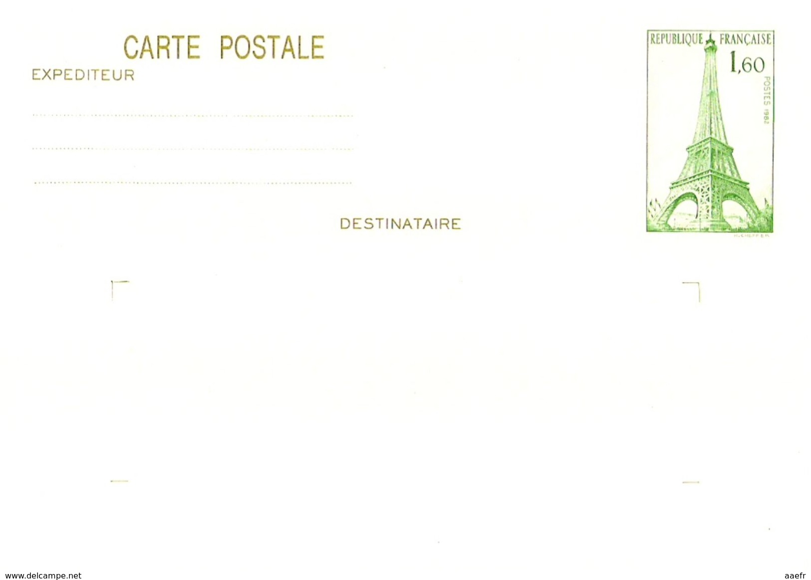 France - Entier Postal - 1982 - Tour Eiffel 429-cp1 Neuf - Cartes Postales Types Et TSC (avant 1995)