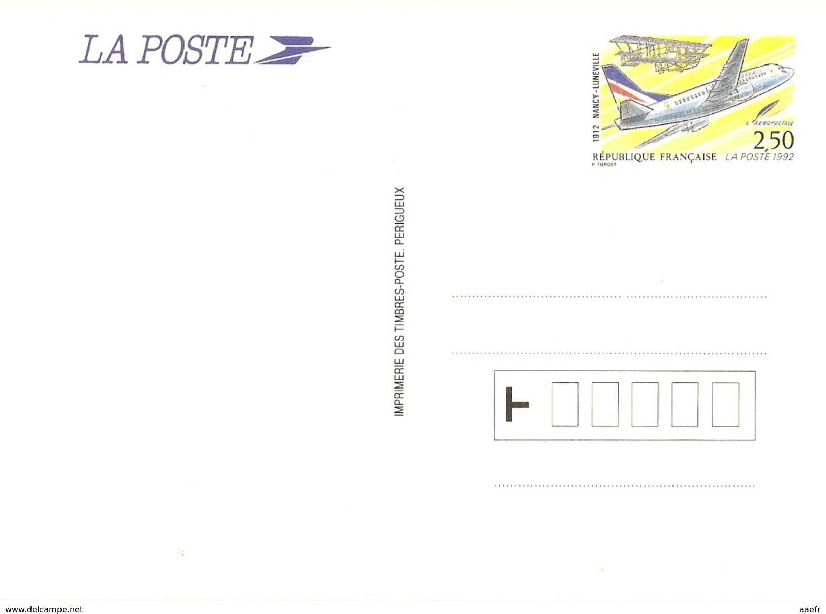 France - Entier Postal - 1992 - Aéropostale, 2778-cp1 Neuf - Postales Tipos Y (antes De 1995)