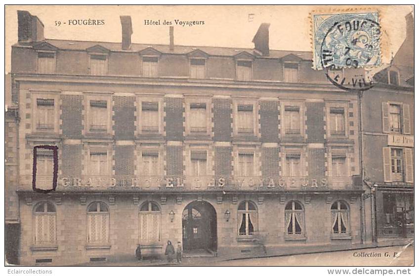 Fougères      35       Hôtel Des Voyageurs       (voir Scan) - Fougeres