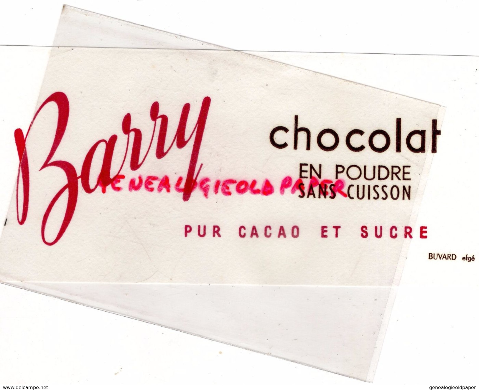 BUVARD EFGE - CHOCOLAT BARRY EN POUDRE SANS CUISSON - Alimentaire