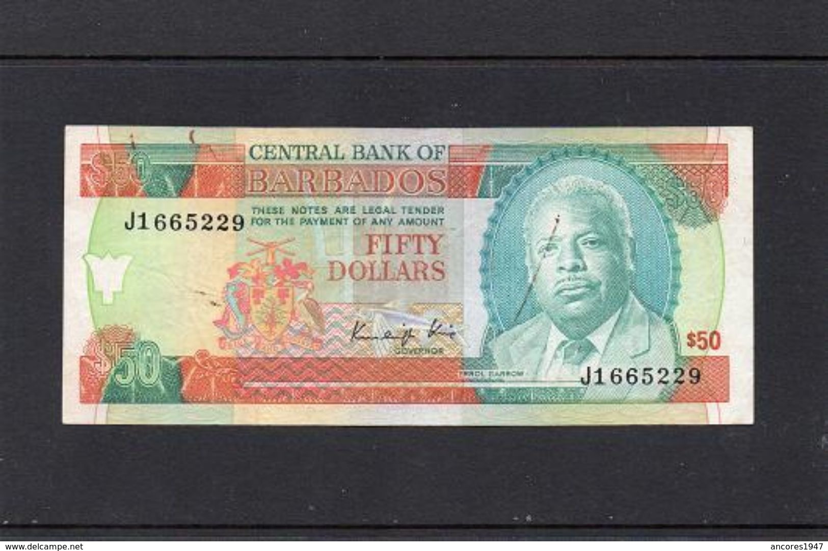 BARBADOS 1989, 50 DOLLARS, P-40a, CIRCULADO, 2 ESCANER - Barbades