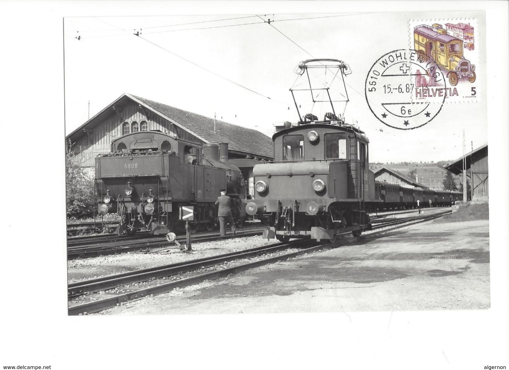 17040 - Carte Maximum Suisse Trains Wohlen 1987 (format 10X15) - Trains