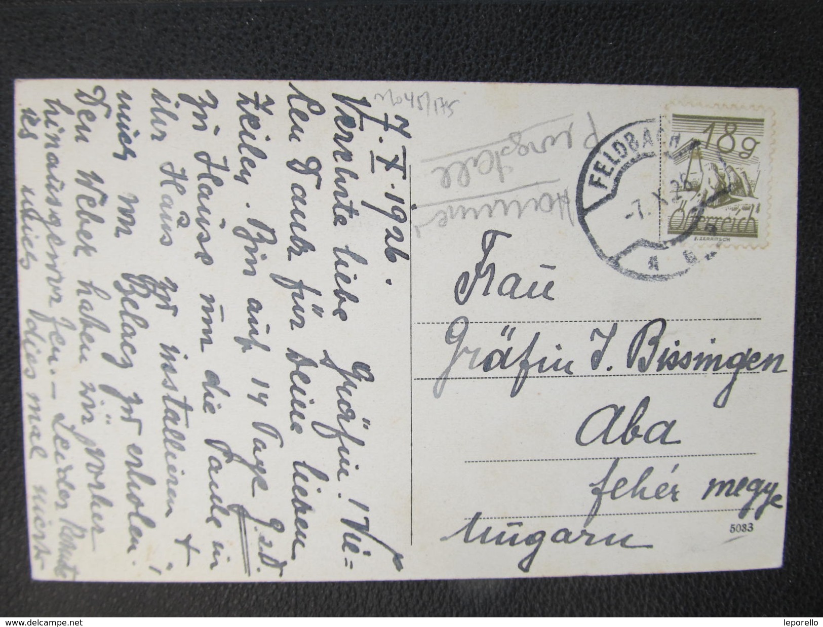 AK HAINFELD B. FELDBACH Adelskorrespondenz Hammer Purgstall - Bissingen 1926 //// D*26187 - Feldbach