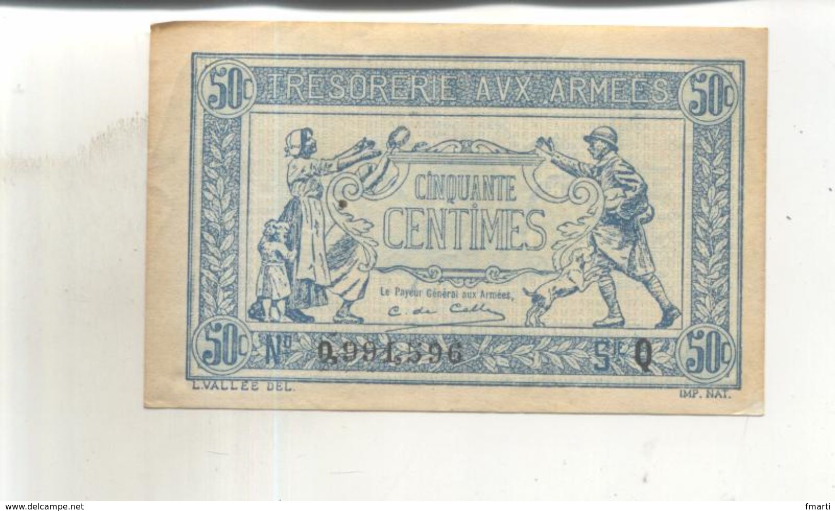 50 Centimes Tresorerie Aux Armées - Assignats & Mandats Territoriaux