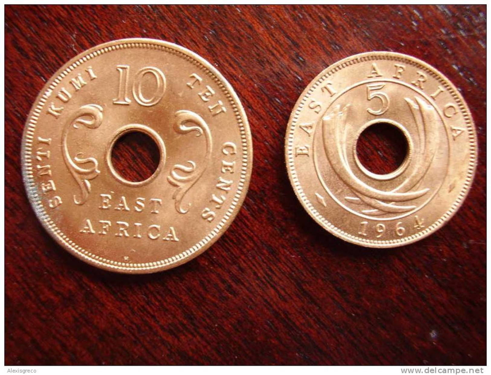 BRITISH EAST AFRICA 1964 UNCIRCULATED COINS FIVE & TEN CENTS PAIR. - Colonia Británica