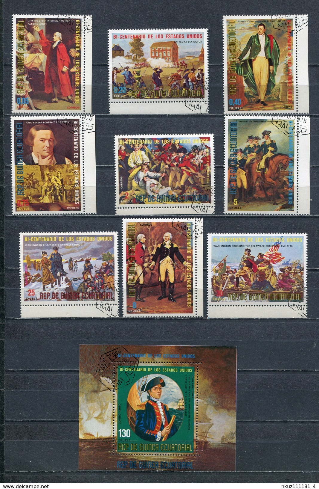 EQUATORIAL GUINEA 1975 Mi # 569 - 577 + Block 168 Bicentennial Of American Revolution CTO - Equatorial Guinea