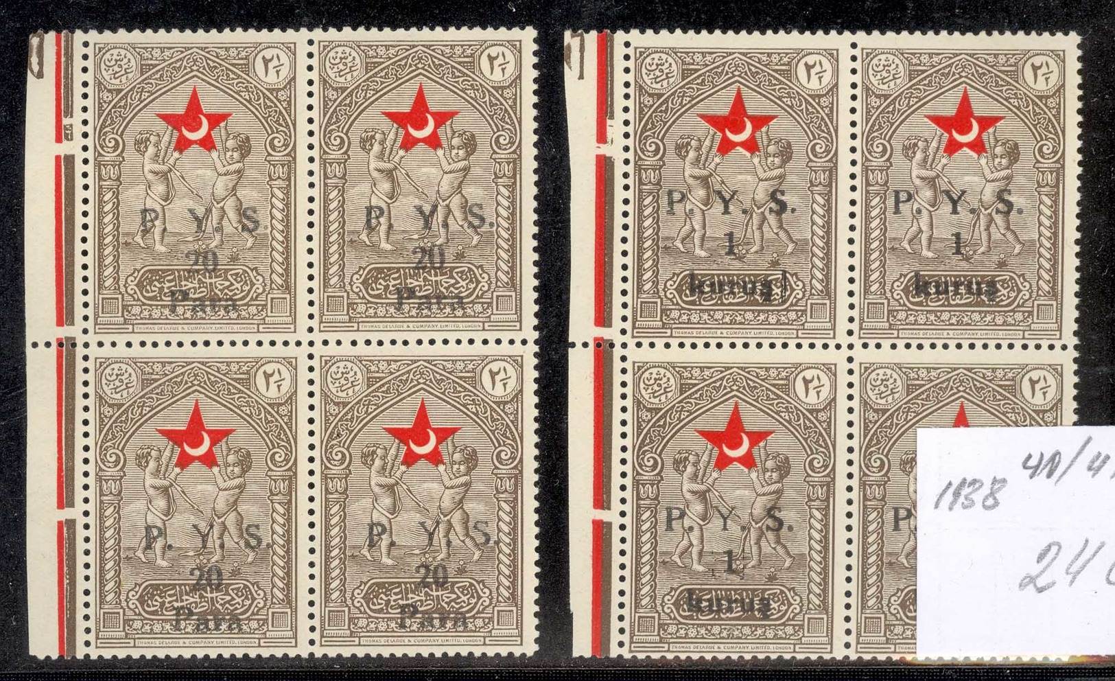 Turkey Red Star Lot Of High Value Michel 40/41 Block Of 4  Mint Never Hinged Perfect Condition - Unused Stamps