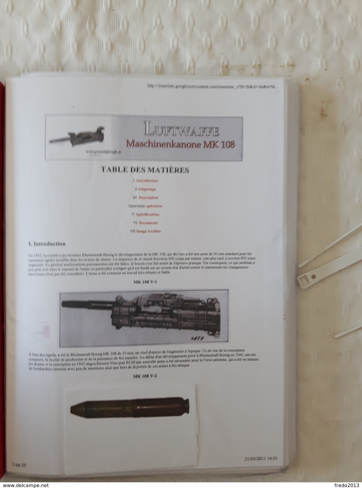Documentation Sur Les Armes De Bord Avions Allemand - Armes Neutralisées