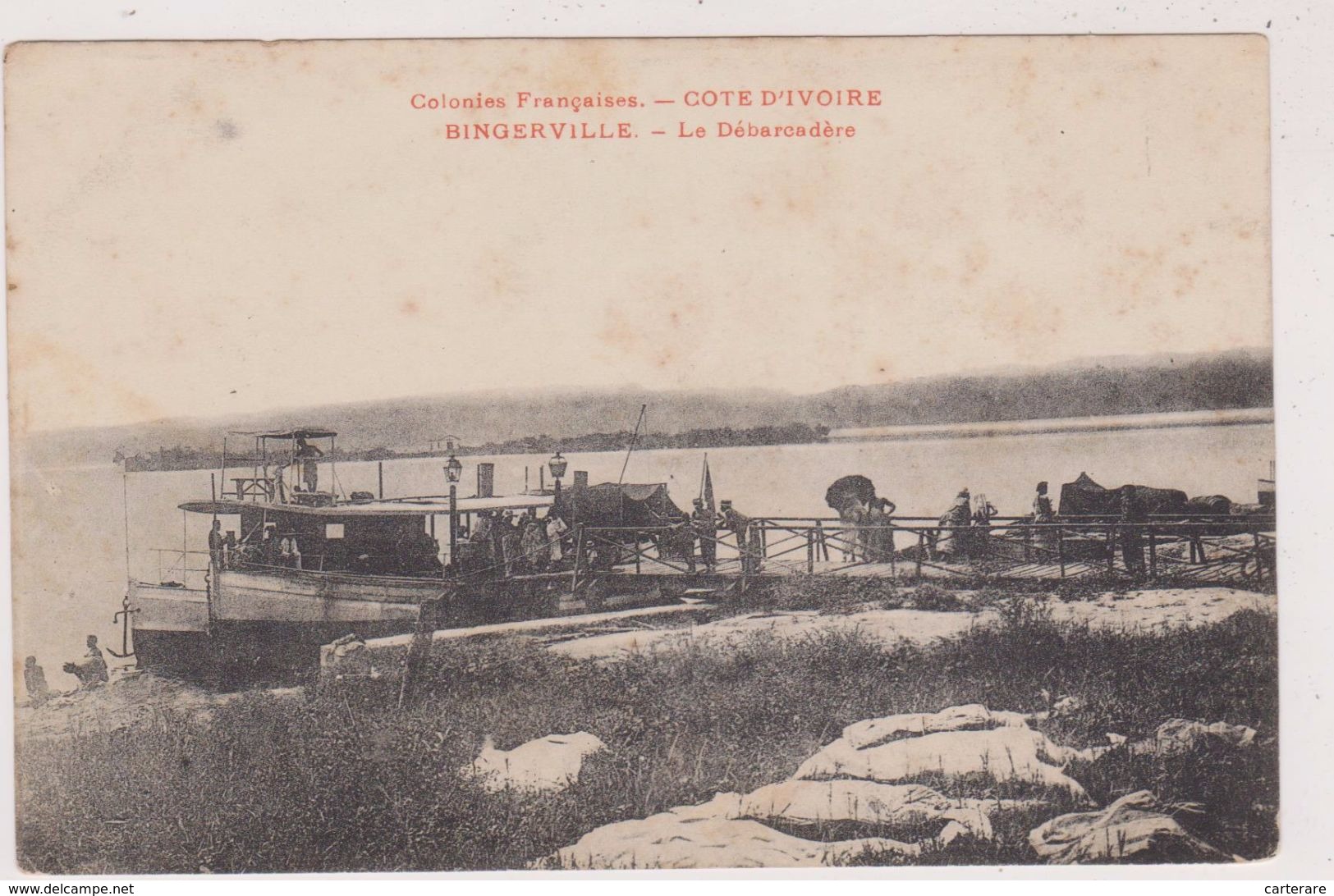 AFRIQUE,AFRICA,colonie Française,COTE D´IVOIRE En 1900,BINGERVILLE,ABIDJAN, BORD DE LA LAGUNE EBRIE,CARTE ANCIENNE - Côte-d'Ivoire