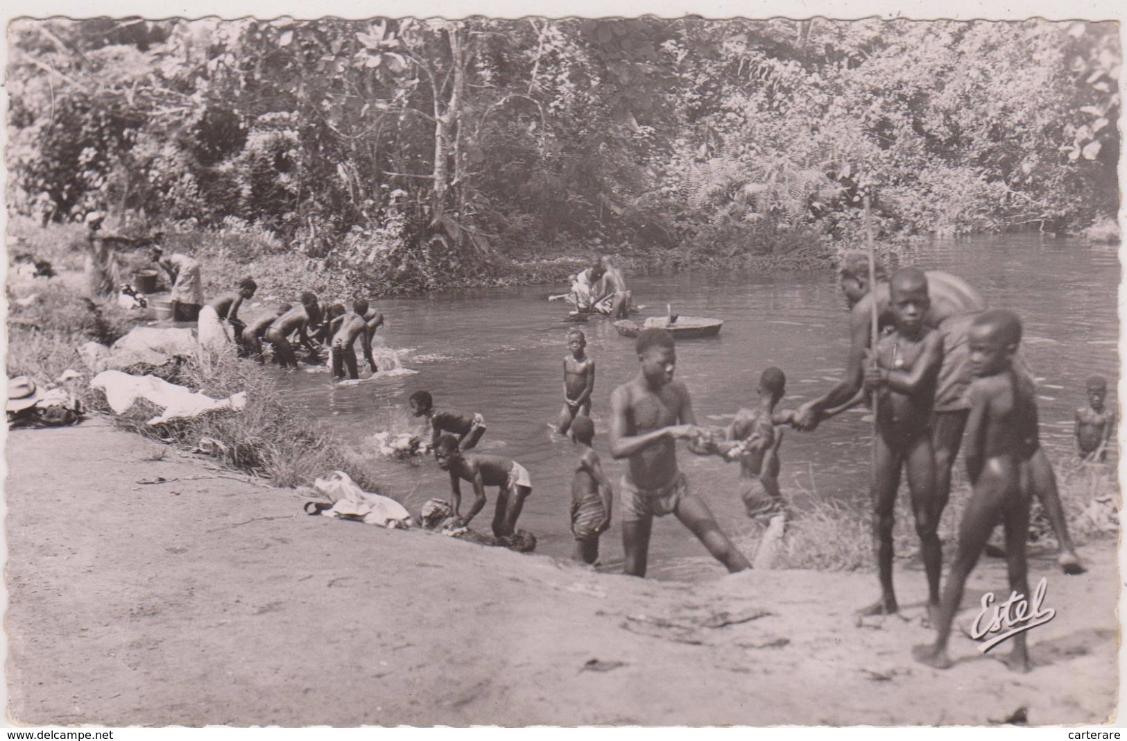 Afrique,africa,COTE D´IVOIRE,FRANCE COLONIE,ABIDJAN,riviere,laverie,metier,NU,CARTE PHOTO - Ivory Coast