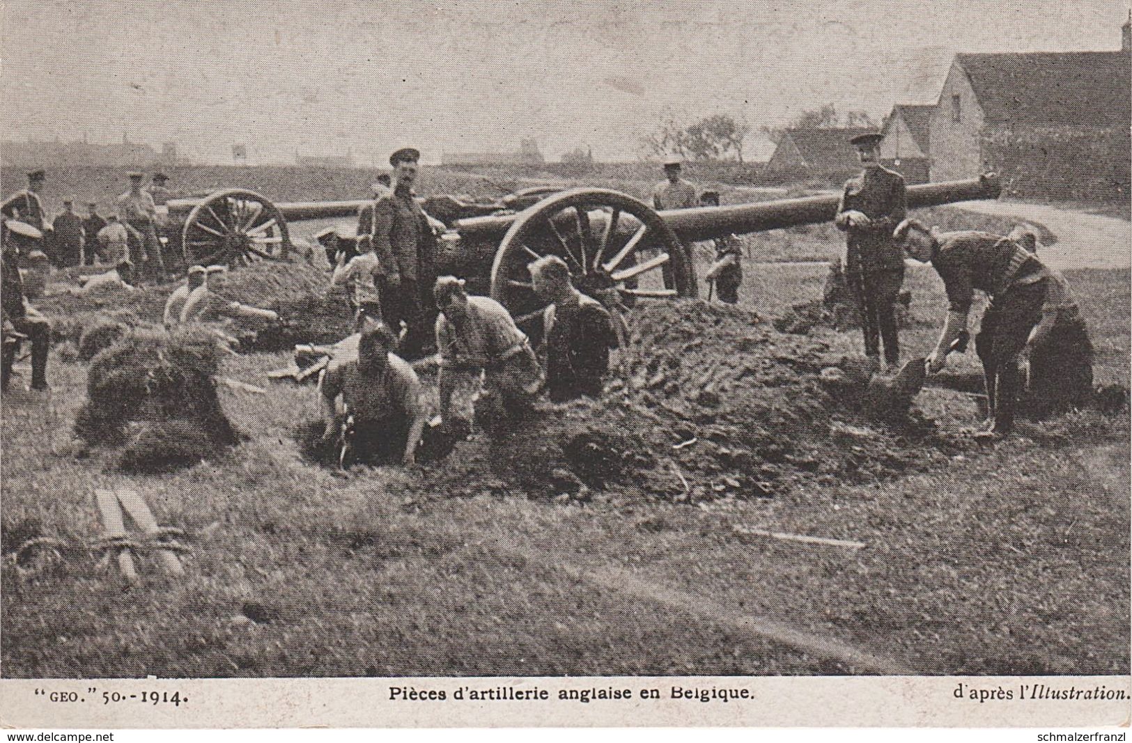 CPA - AK Pièces D' Artillerie Anglaise En Belgique 1914 English Artillery Belgium WWI 1. Weltkrieg Guerre War Militaire - Ausrüstung