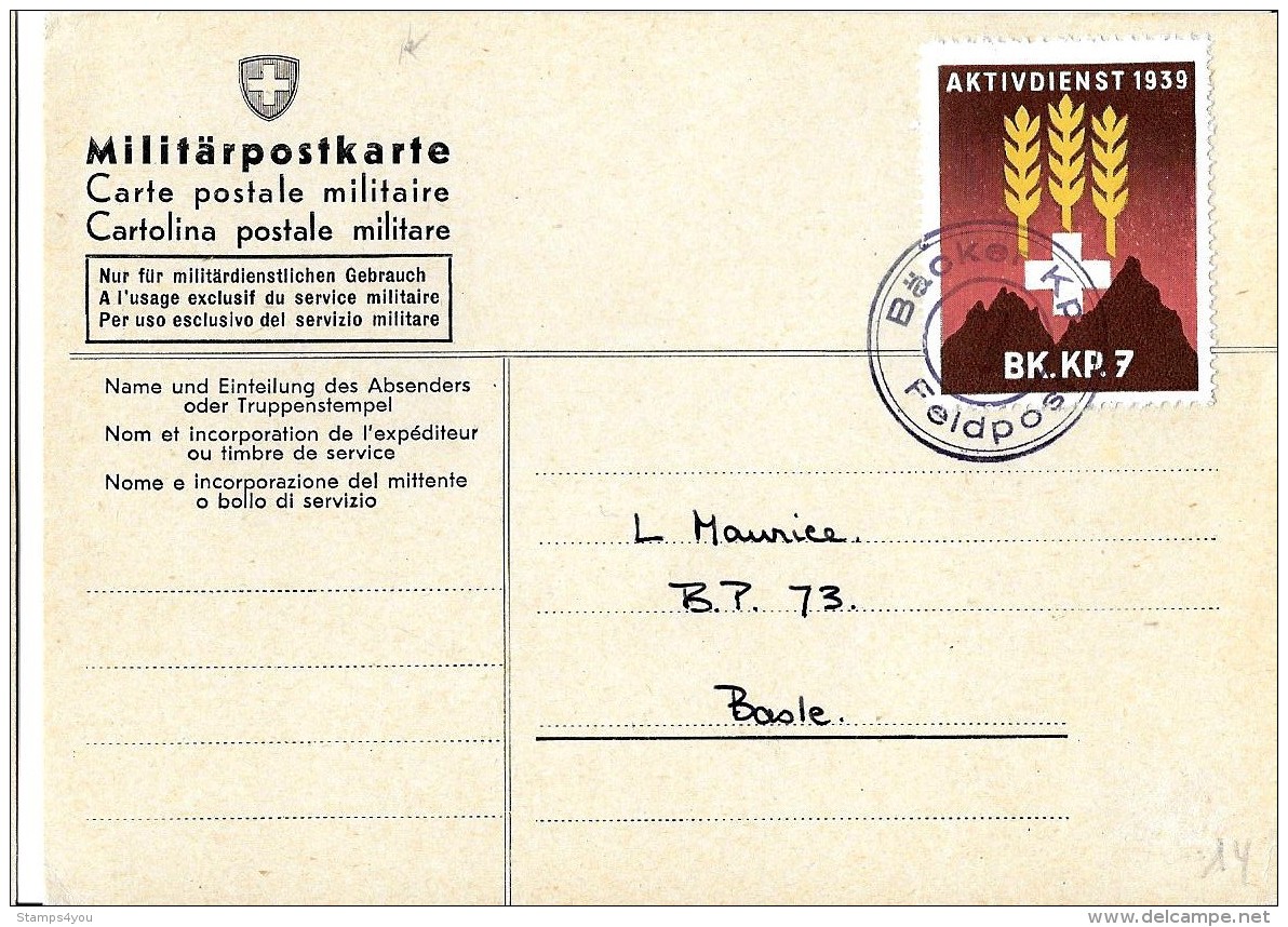 9-26 - Carte 2ème Guerre Mondiale - "Bäckerei Kp" Feldpost - Documents