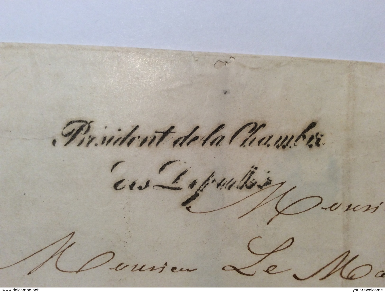 France Franchise "PRESIDENT DE LA CHAMBRE DES DÉPUTÉS" (1838-44) Lettre > Mr Marquis E.L. De La Grange Député Gironde - 1849-1876: Klassik