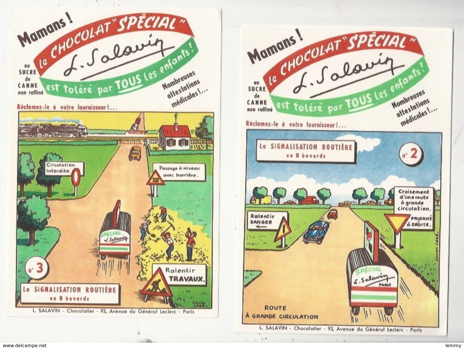 BUVARDS - LOT DE 2 - CHOCOLAT SALAVIN CODE DE LA ROUTE  N°2 ET N°3 - Chocolat