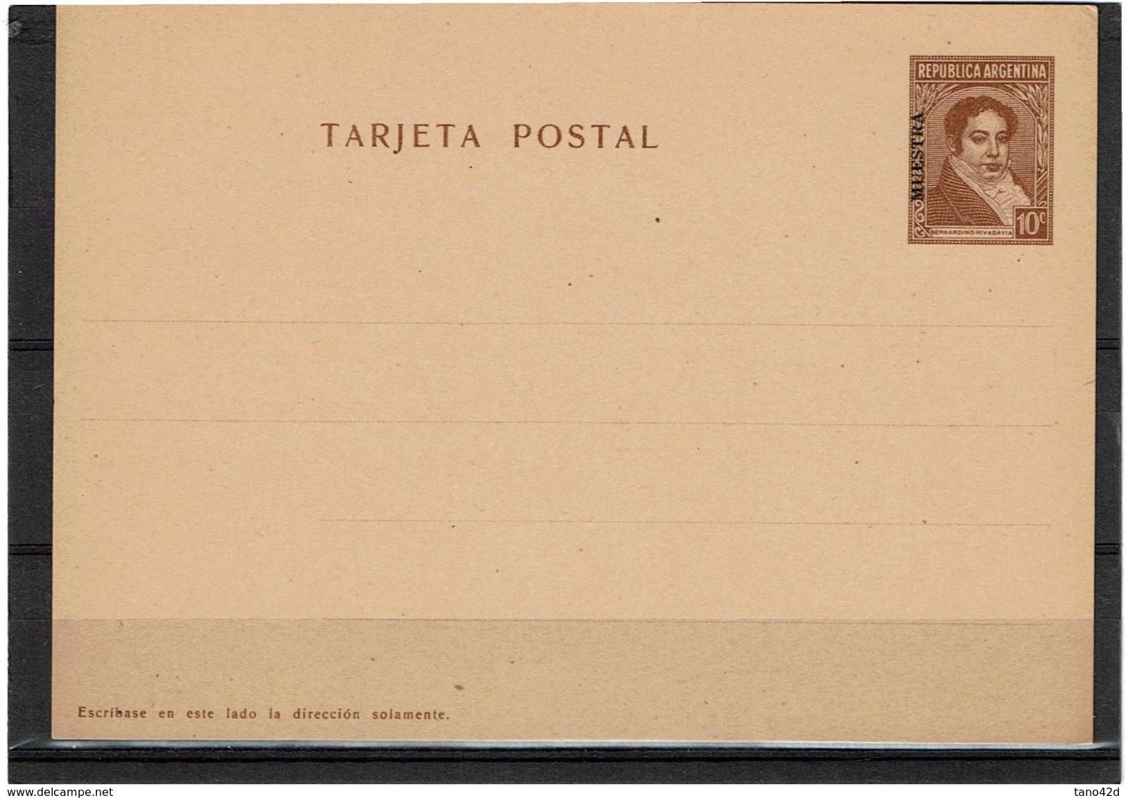 ARGENTINE EP CP RIVADAVIA  10c  SURCHARGE "MUESTRA" - Entiers Postaux