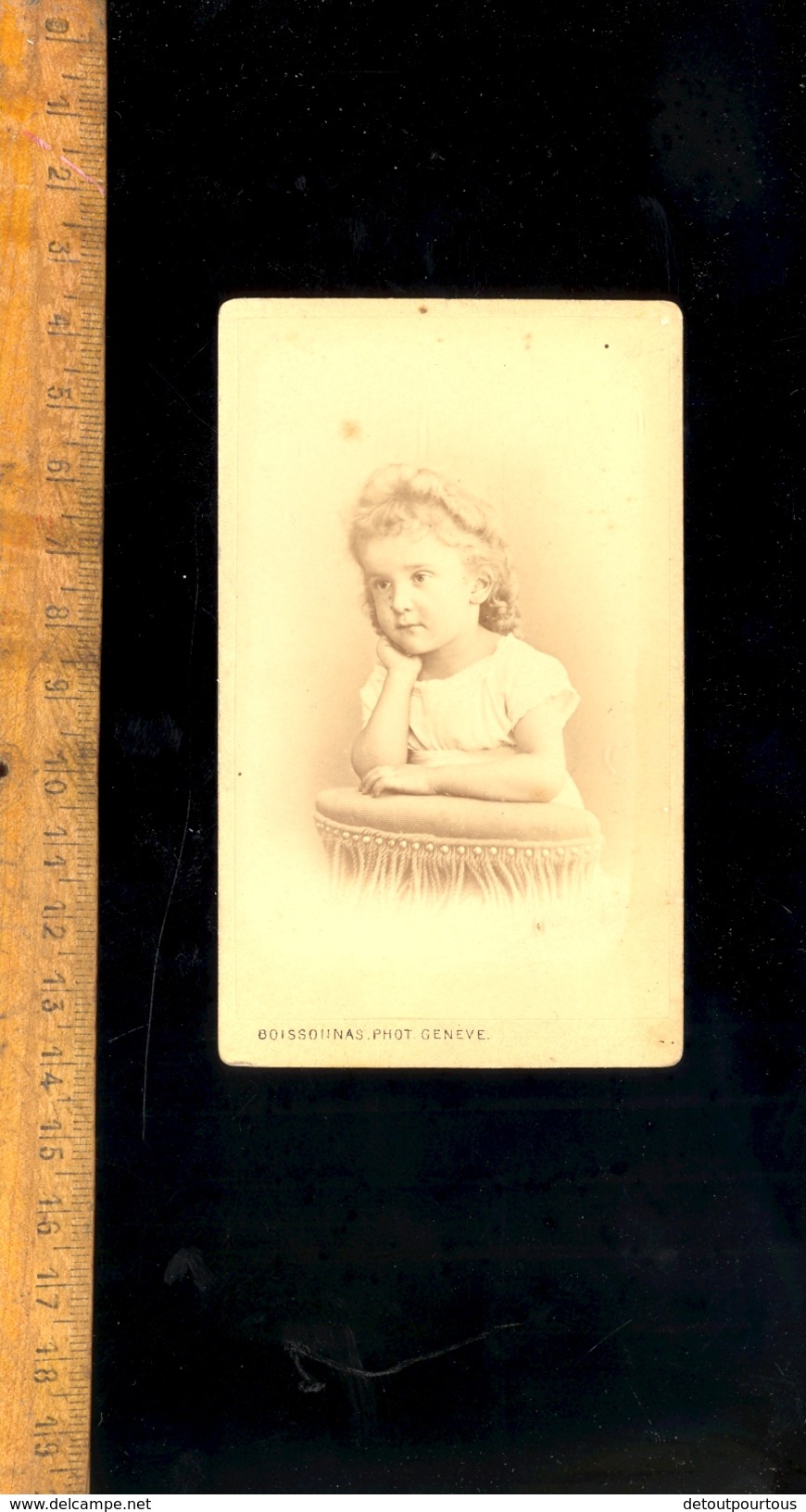 Photographie Carte De Visite CDV : Enfant Fillette Jeanne DUCARUGE / Photographe BOISSONNAS 4 Quai De La Poste GENEVE - Geïdentificeerde Personen