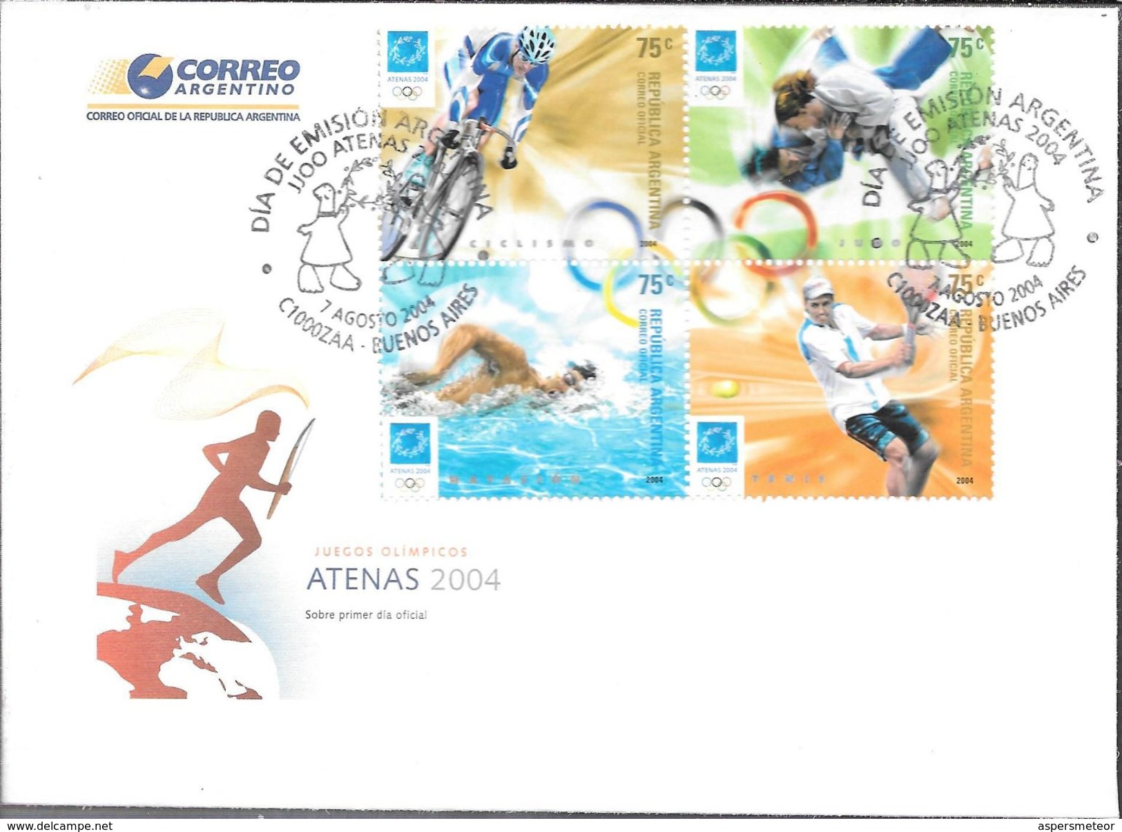ATENAS ATHENS 2004 JUEGOS OLIMPICOS ARGENTINA L'ARGENTINE SERIE COMPLETA FDC SOBRE OLYMPIC GAMES - Winter 2012: Innsbruck (Olympische Jugendspiele)