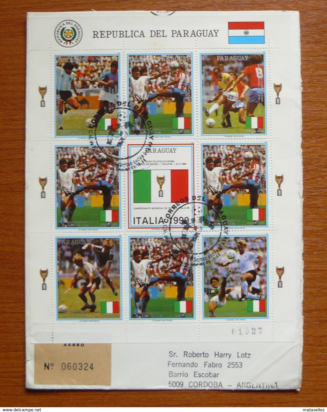 Cover - Letter - Sobre Paraguay Enviado Certificado Con Estampillas De Italia 90 - 1990 – Italia