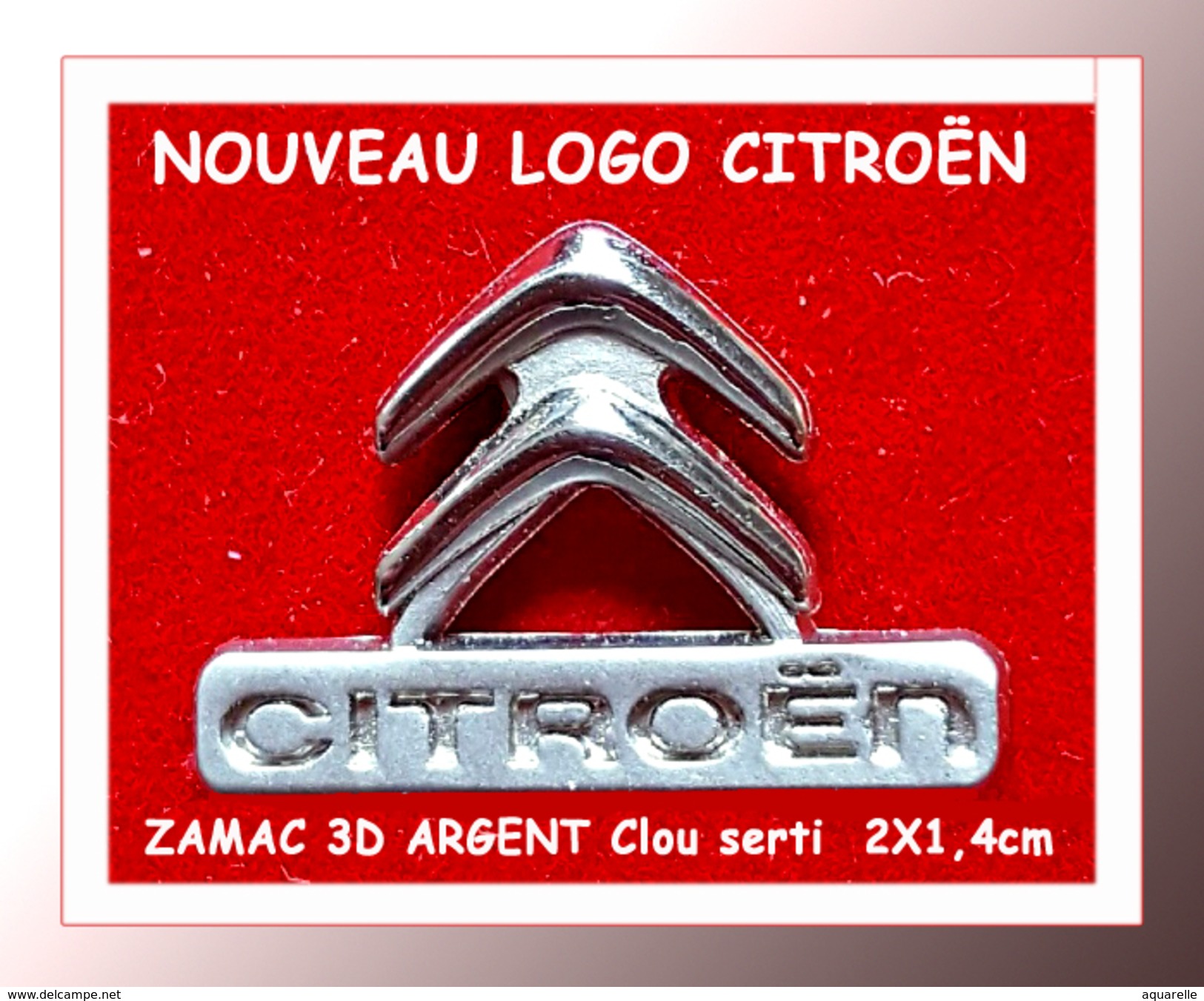 SUPER PIN'S CITROËN : Le NOUVEAU LOGO De La Marque CITROËN En ZAMAC ARGENT 3D Lissé Et Satiné, 2X1,4cm - Citroën