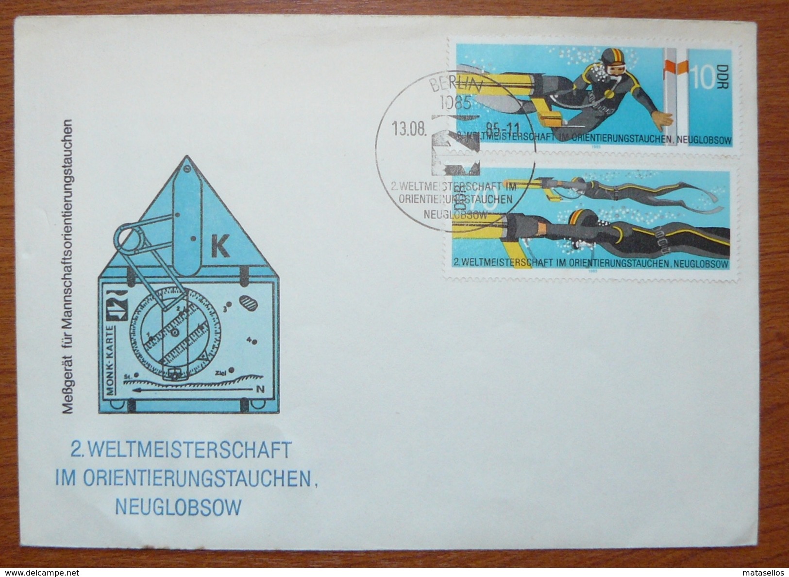 Cover - Letter - Buceo -  Diving - Alemania DDR - Plongée
