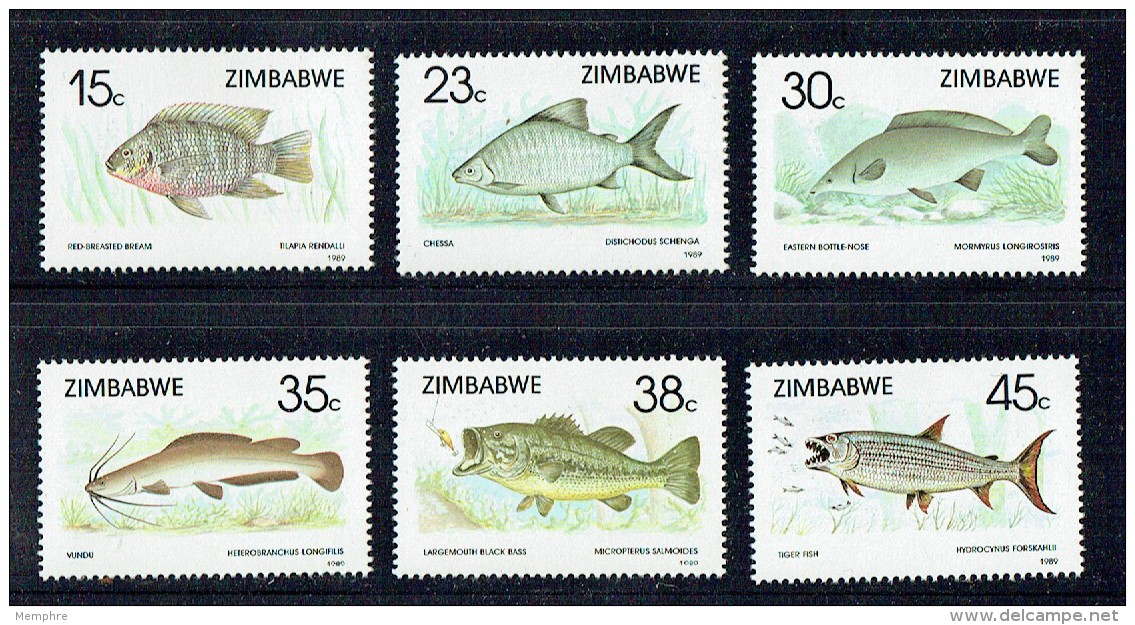 1989   Poissons  Série Complète ** -  Fish  MNH - Zimbabwe (1980-...)