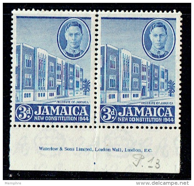 1945  Self Government Perf. Change SG  136a  Pair With Imprint  UM - Jamaica (...-1961)