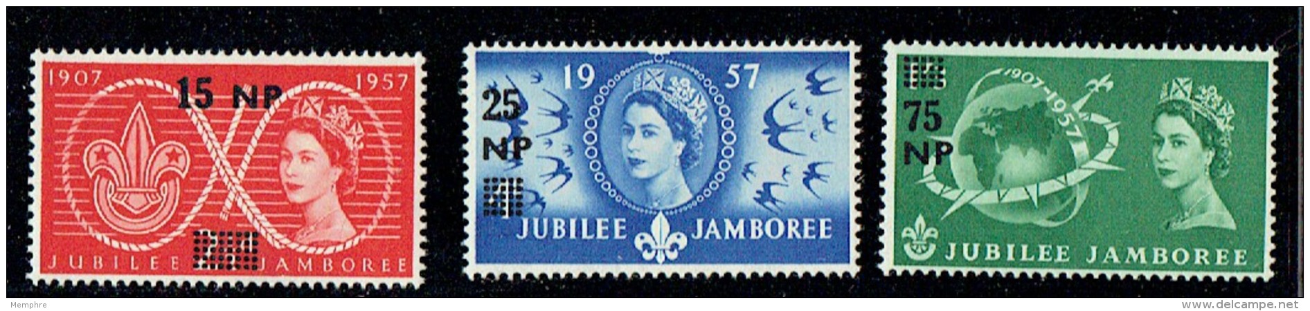 1957  UK Scout Jubilee Jamboree Set Overprinted For Oman UM ** - Oman