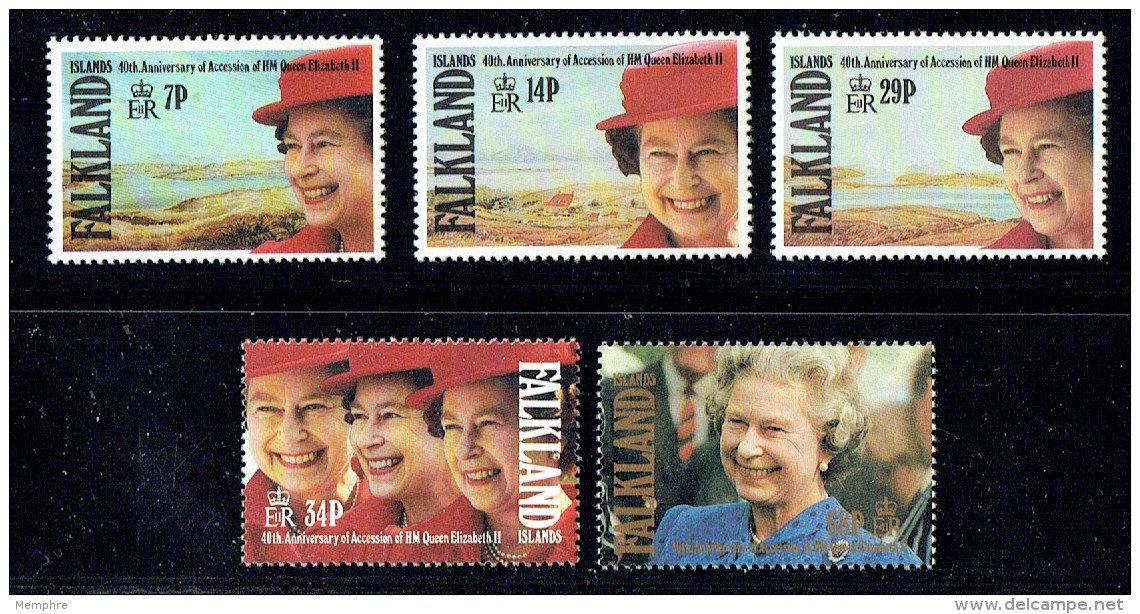 1992  Queen Elizabeth II 40th Accession To The Throne    Complete Set UM** - Falkland Islands