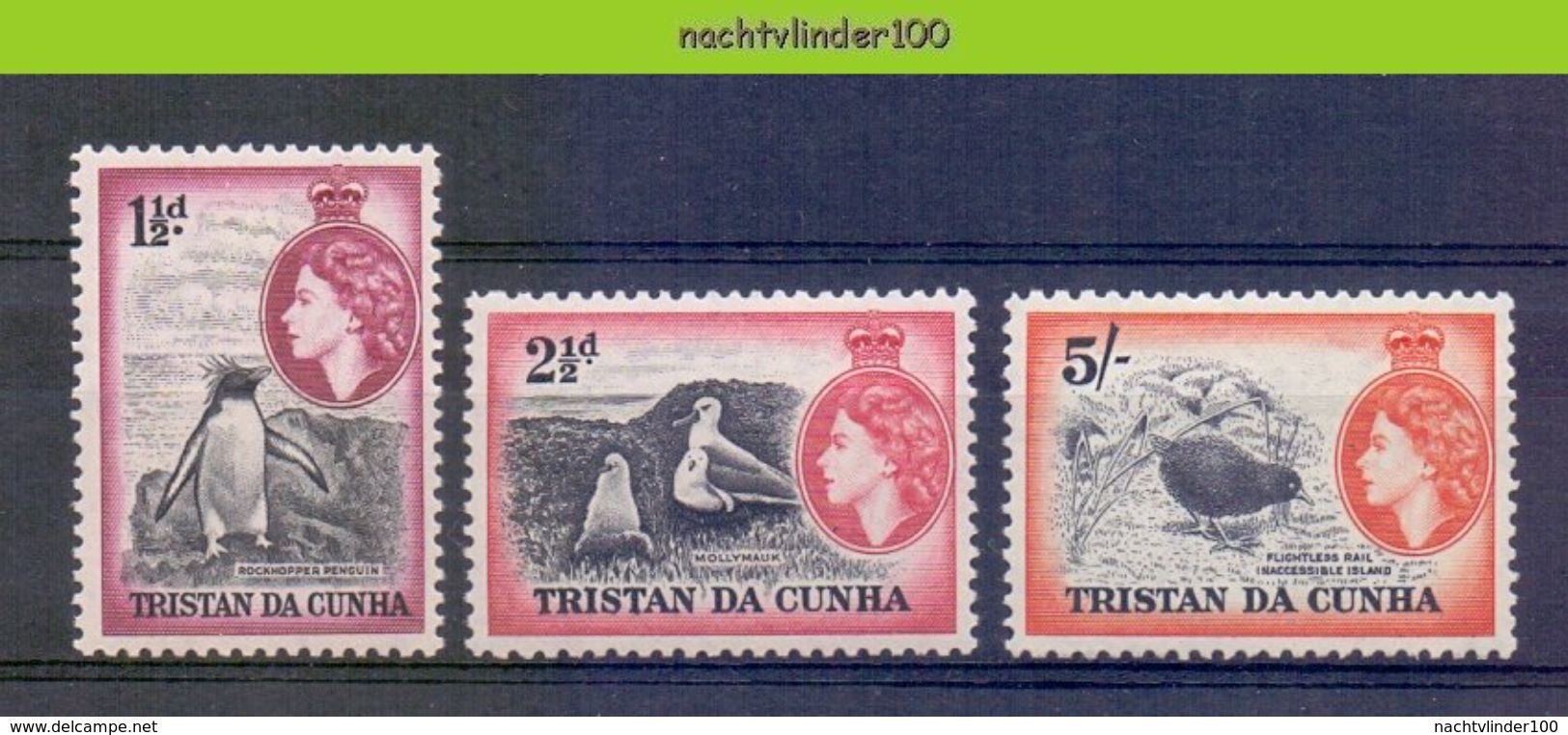 Nbm0646 FAUNA VOGELS PINGUIN ALBATROSS RAIL PENGUIN BIRDS VÖGEL AVES OISEAUX TRISTAN DA CUNHA 1954 ONG/MH - Andere & Zonder Classificatie