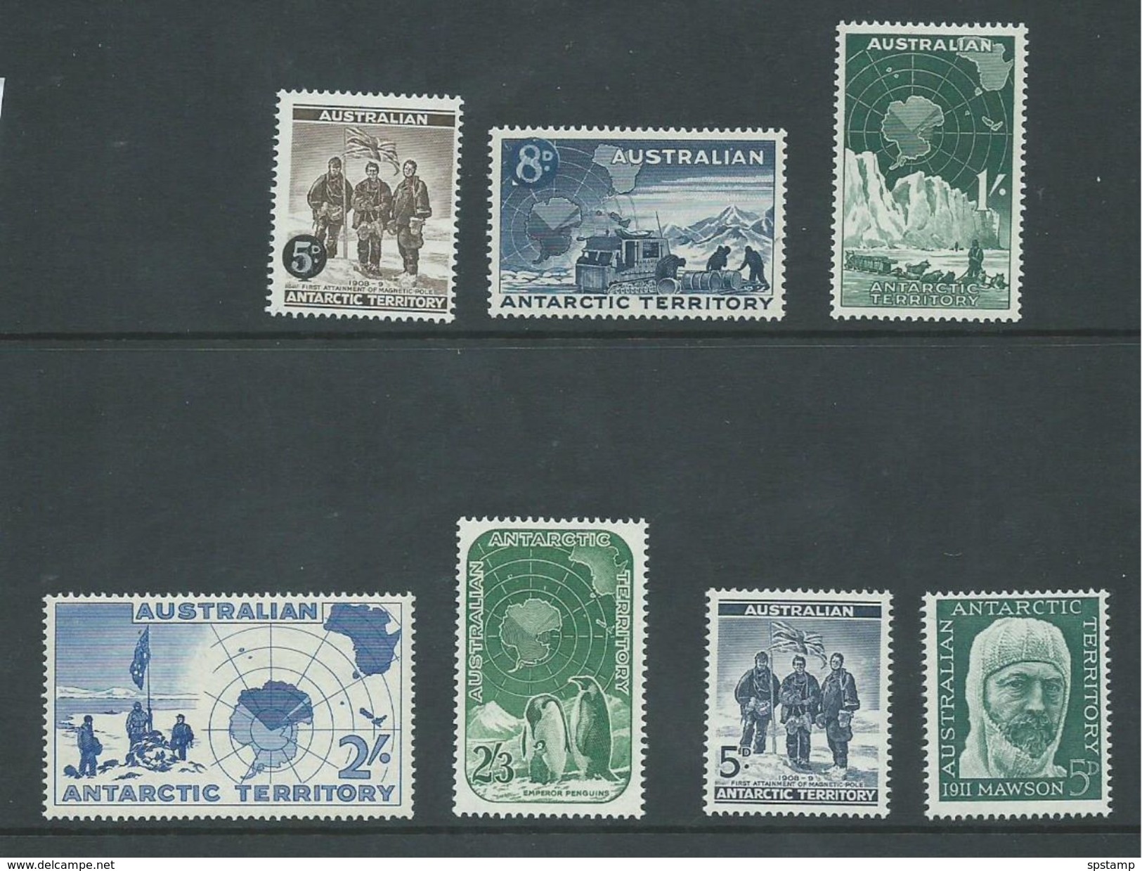 Australian Antarctic Territory 1957 - 1961 Pre Decimal Issues (7) Complete MNH - Other & Unclassified