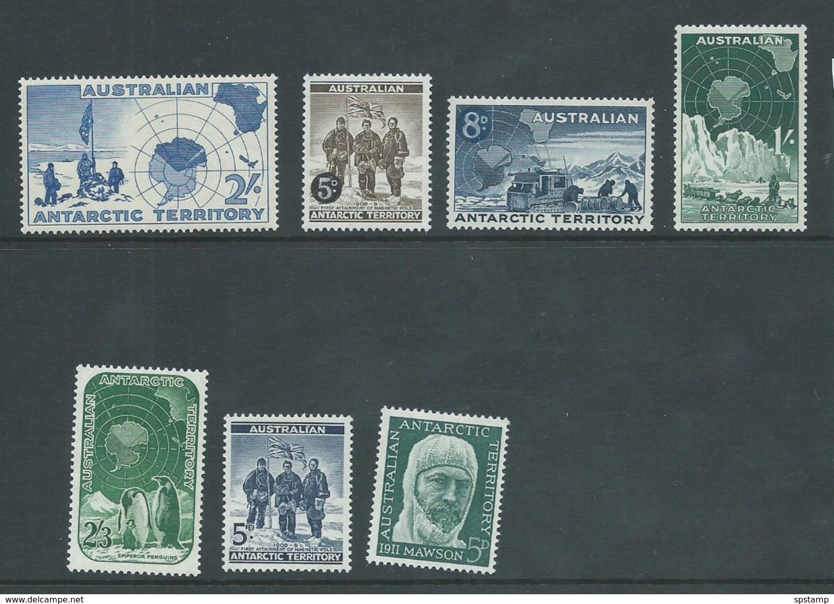 Australian Antarctic Territory 1957 - 1961 Pre Decimal Issues (7) Complete MLH - Other & Unclassified