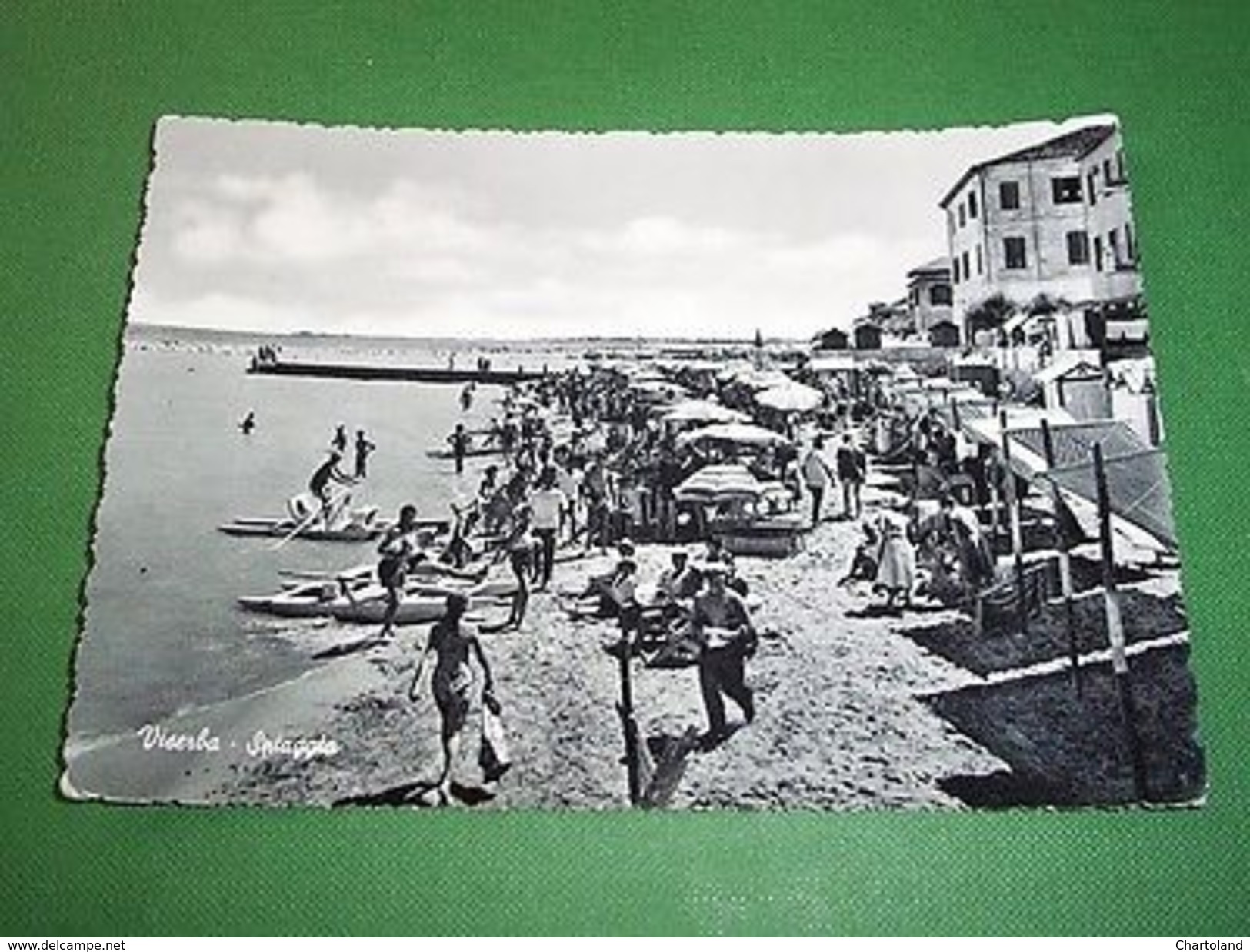 Cartolina Viserba ( Rimini ) - Spiaggia 1956 - Rimini