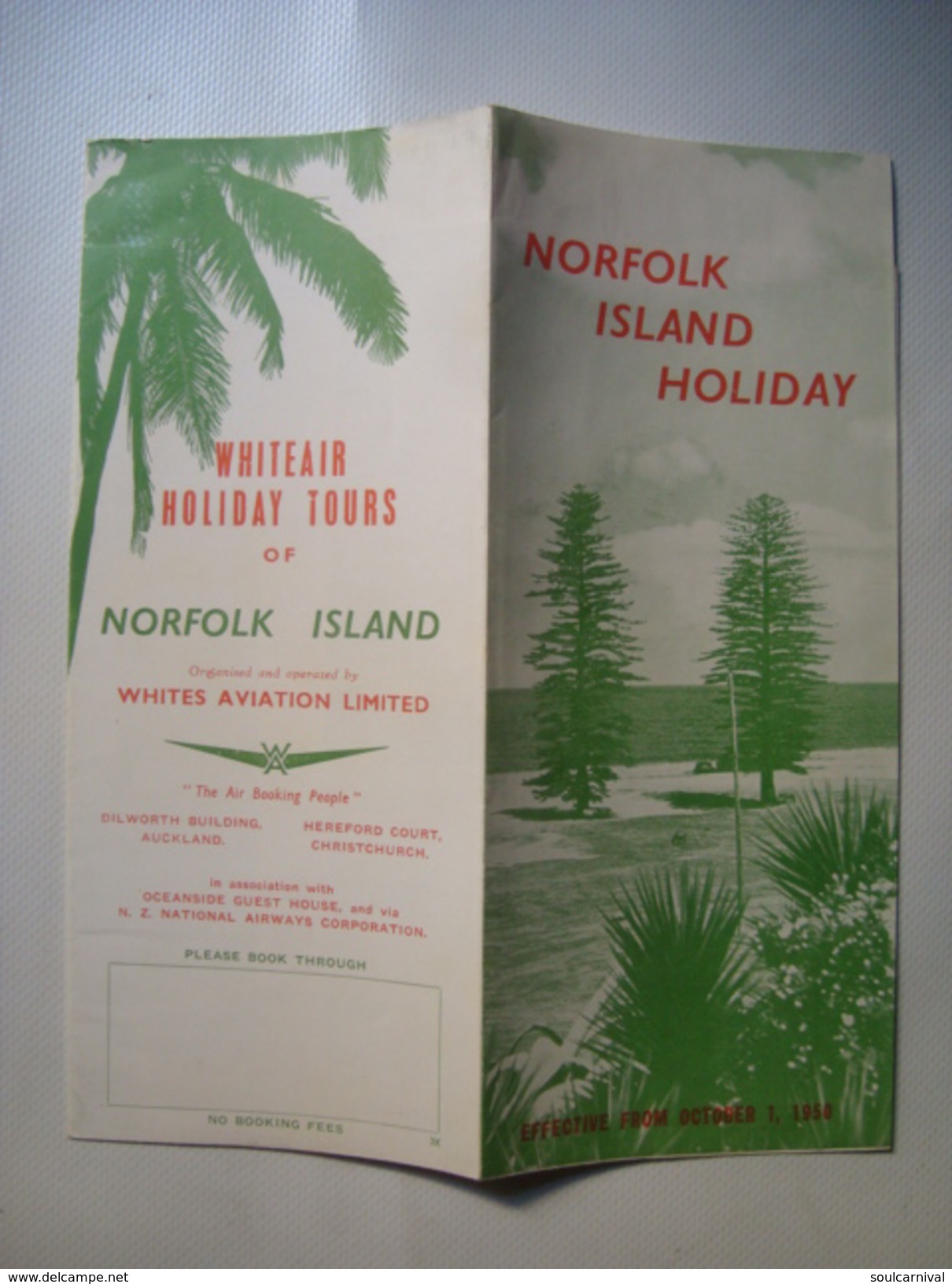 NORFOLK ISLAND HOLIDAY - WHITEAIR HOLIDAY TOURS / WHITES AVIATION LTD, AUSTRALIA, 1950 APROX. 12 PAGES. B/W PHOTOS. - Publicités